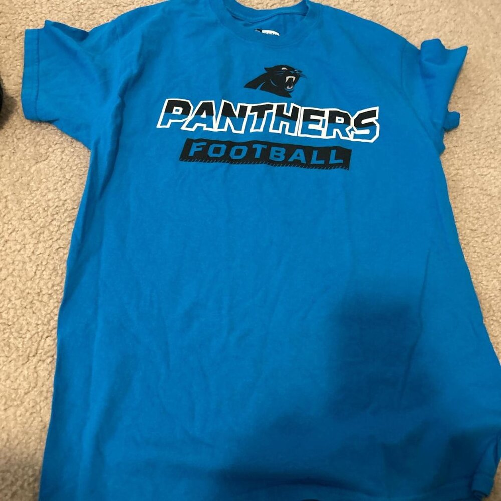 Blue and black Panthers football tee nfl apparel  #NFL